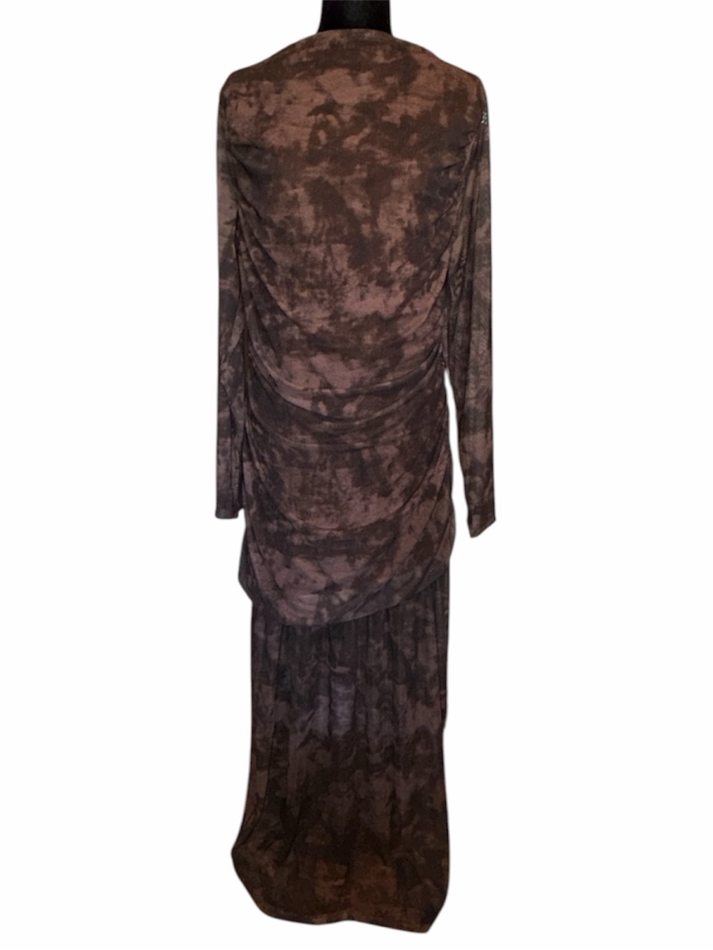 NWOT Two-Tone Dress w Sheer Sleeves and Mid Ruching